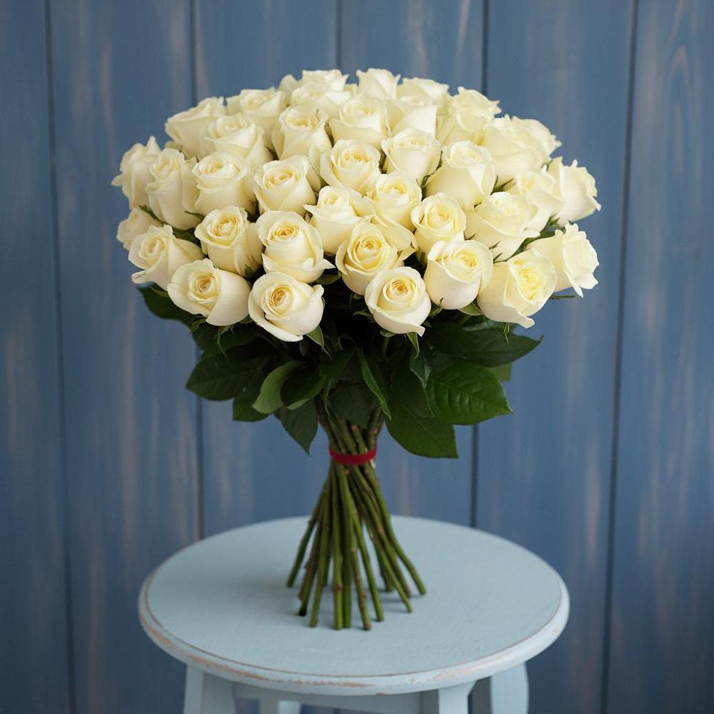 Букет 51 Белая роза Эдлесс Лав в Варна
